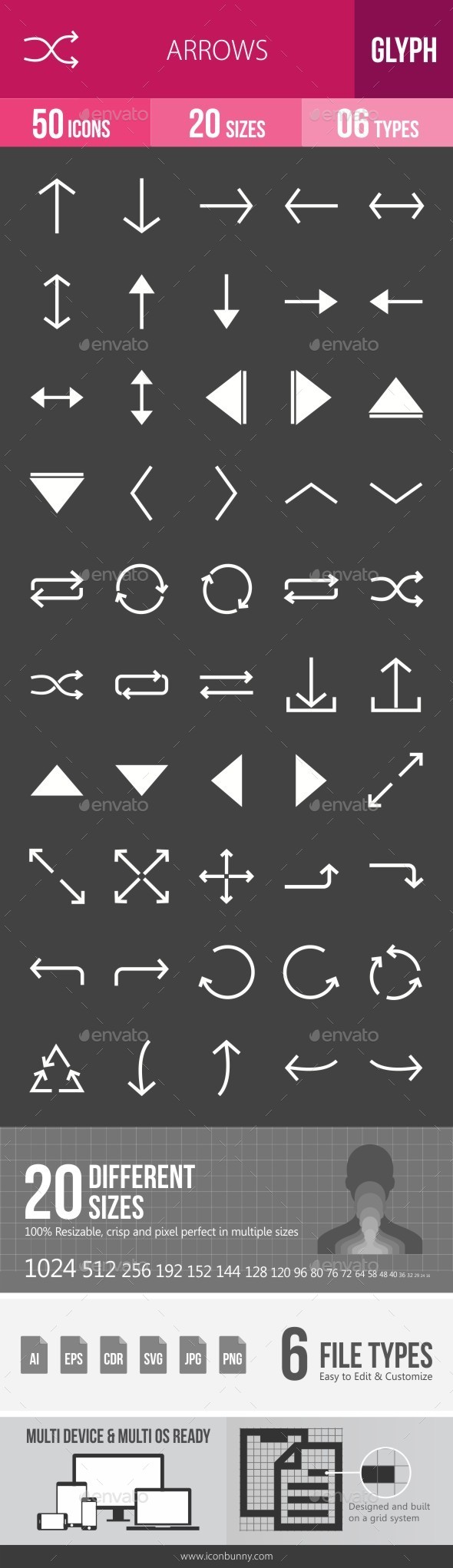 Arrows Glyph Inverted Icons - Icons