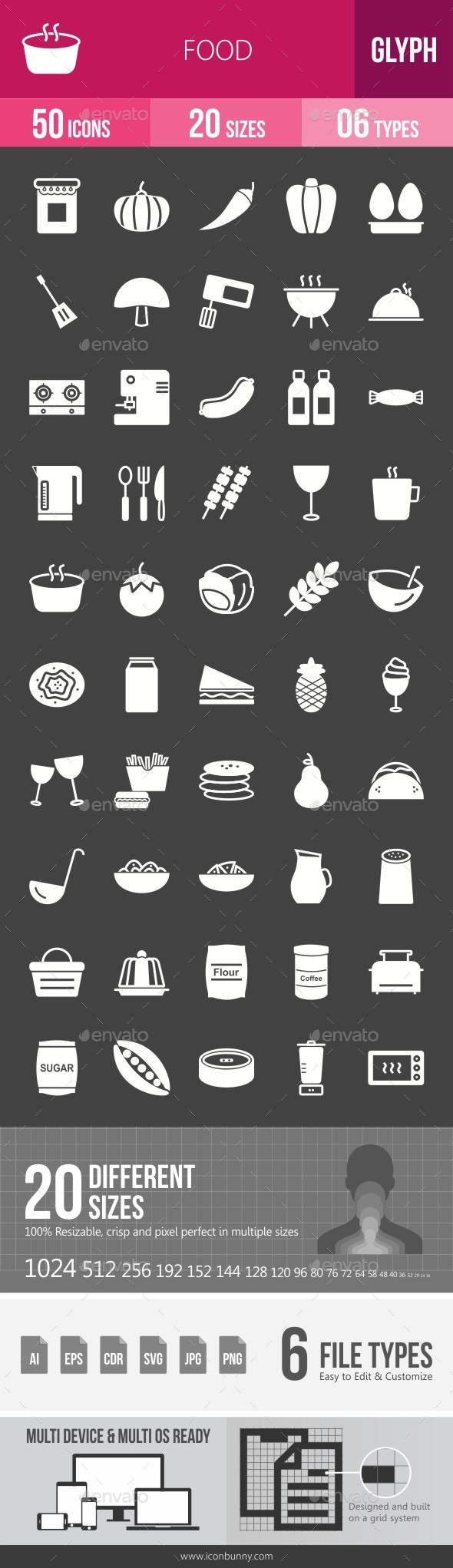 Food Glyph Inverted Icons - Icons