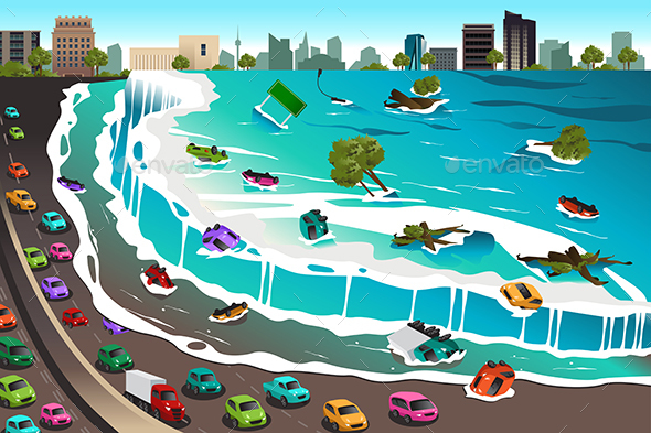 Scene of Tsunami - Nature Conceptual