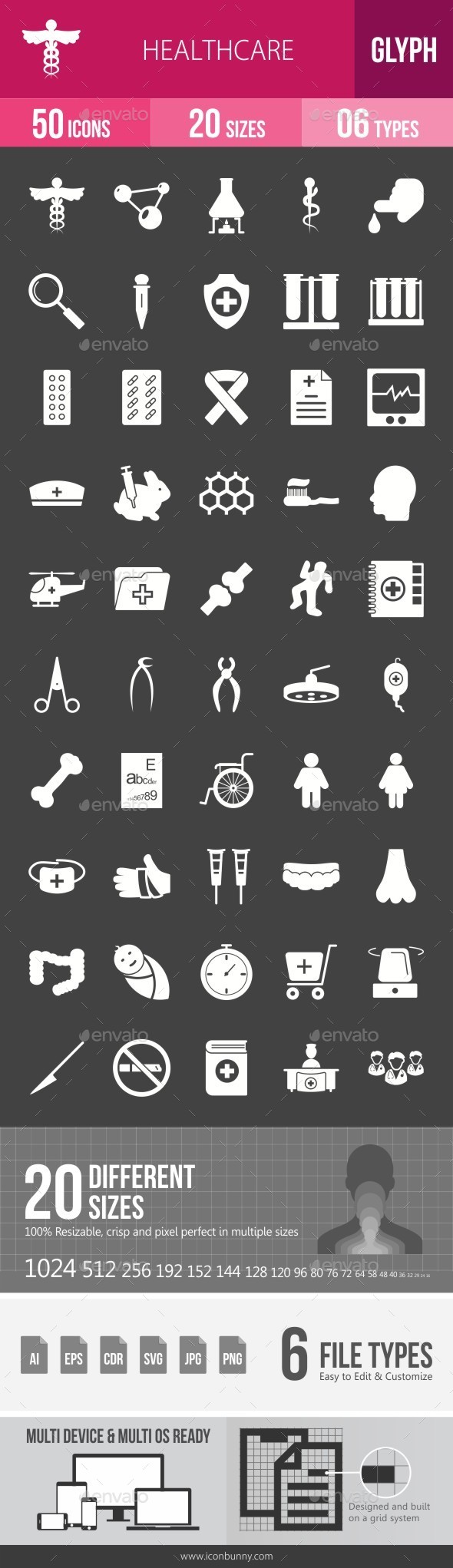 Healthcare Glyph Inverted Icons - Icons