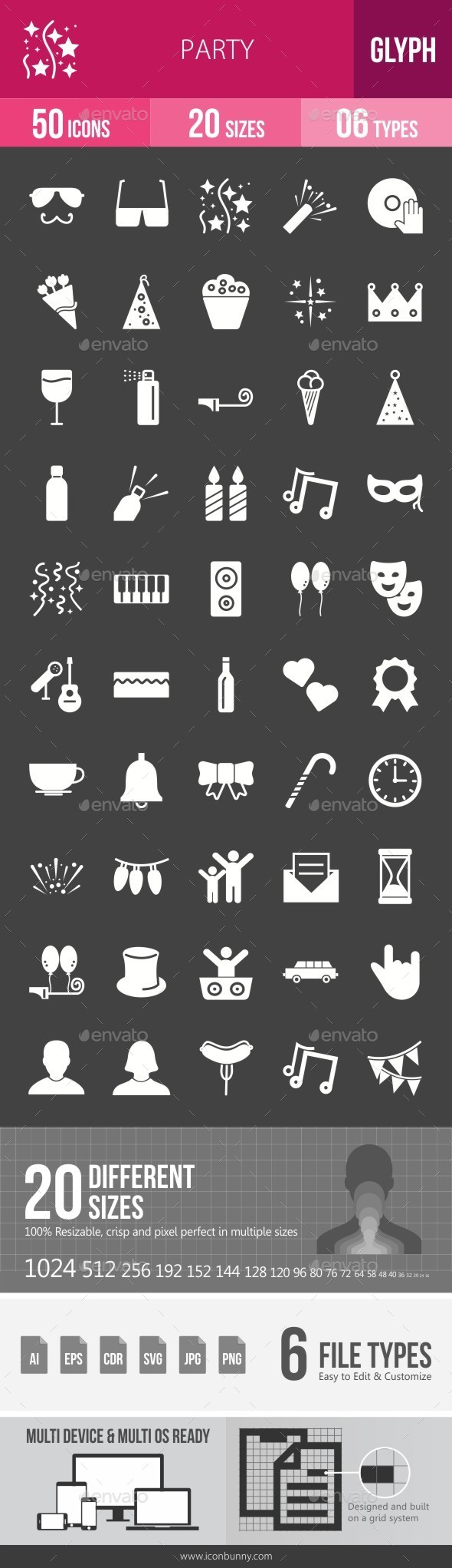 Party Glyph Inverted Icons - Icons