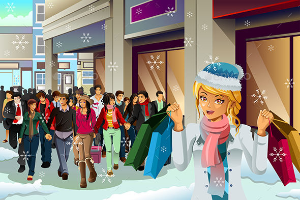 People Shopping for Christmas - Christmas Seasons/Holidays