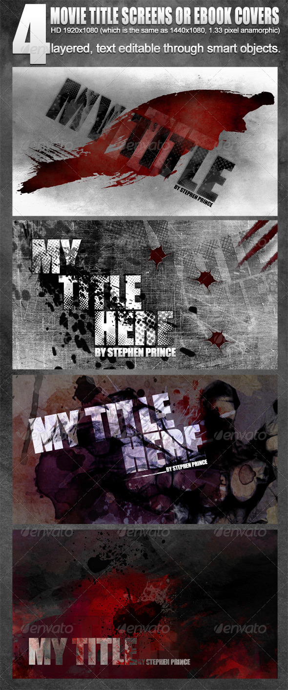 4 Movie Title Screens / eBook covers - 1920x1080HD - Miscellaneous Backgrounds