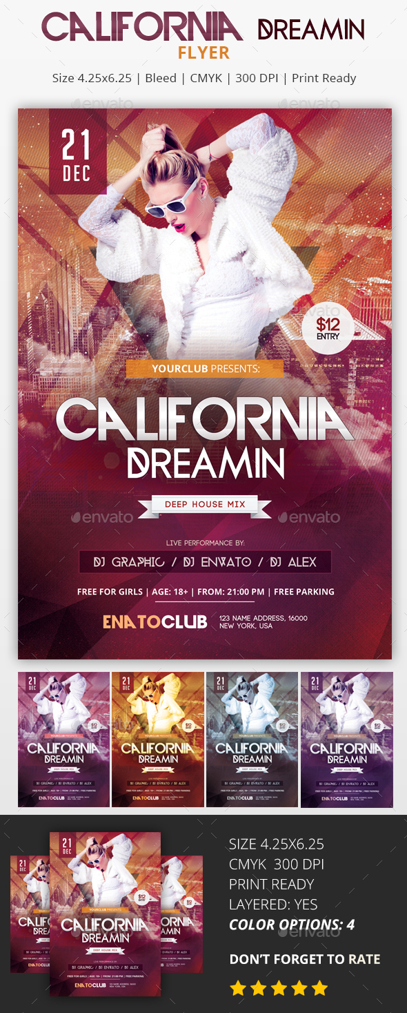 California Dreamin - PSD Flyer - Flyers Print Templates