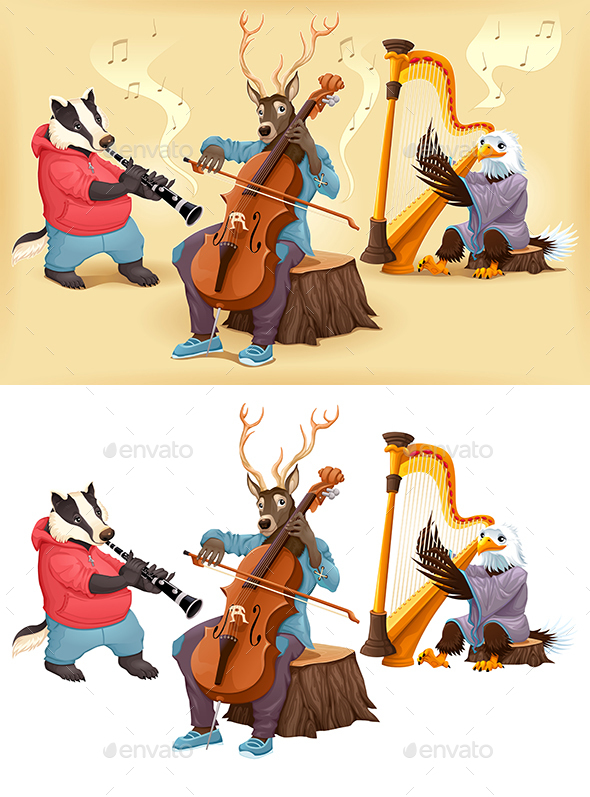 Musician Cartoon Animals - Animals Characters