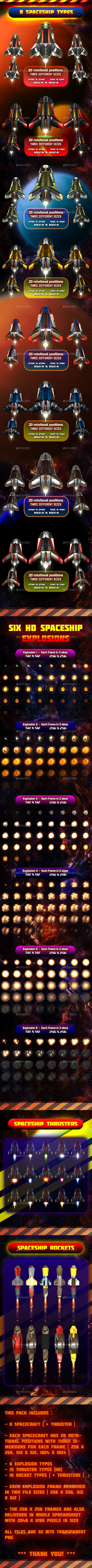 Spaceship Sprites Pack 5 - Sprites Game Assets