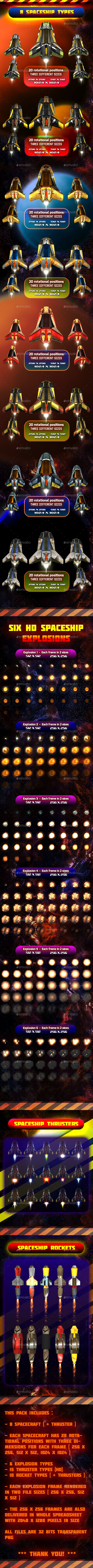 Spaceship Sprites Pack 6 - Sprites Game Assets