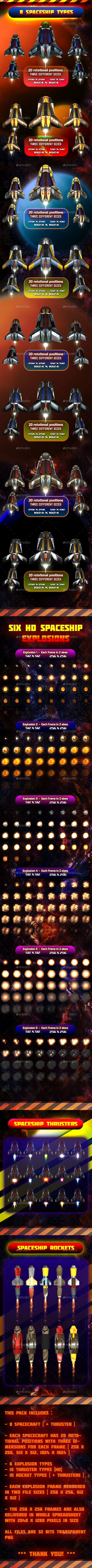 Spaceship Sprites Pack 7 - Sprites Game Assets