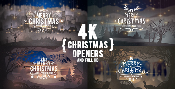 4K Christmas Openers/ 3D Winter Tales/ Snow Falling/ Merry Christmas Happy New Year/ Nativity/ Cute