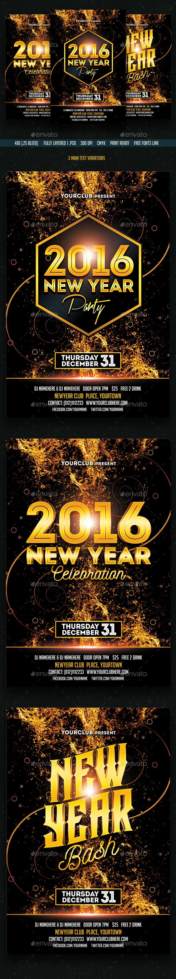 New Year Party/Bash/Celebration Flyer Flyer - Clubs & Parties Events
