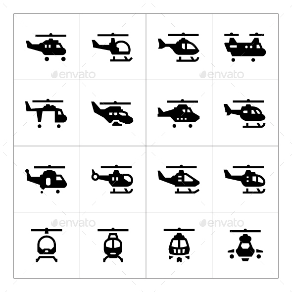 Set Icons of Helicopters - Man-made objects Objects