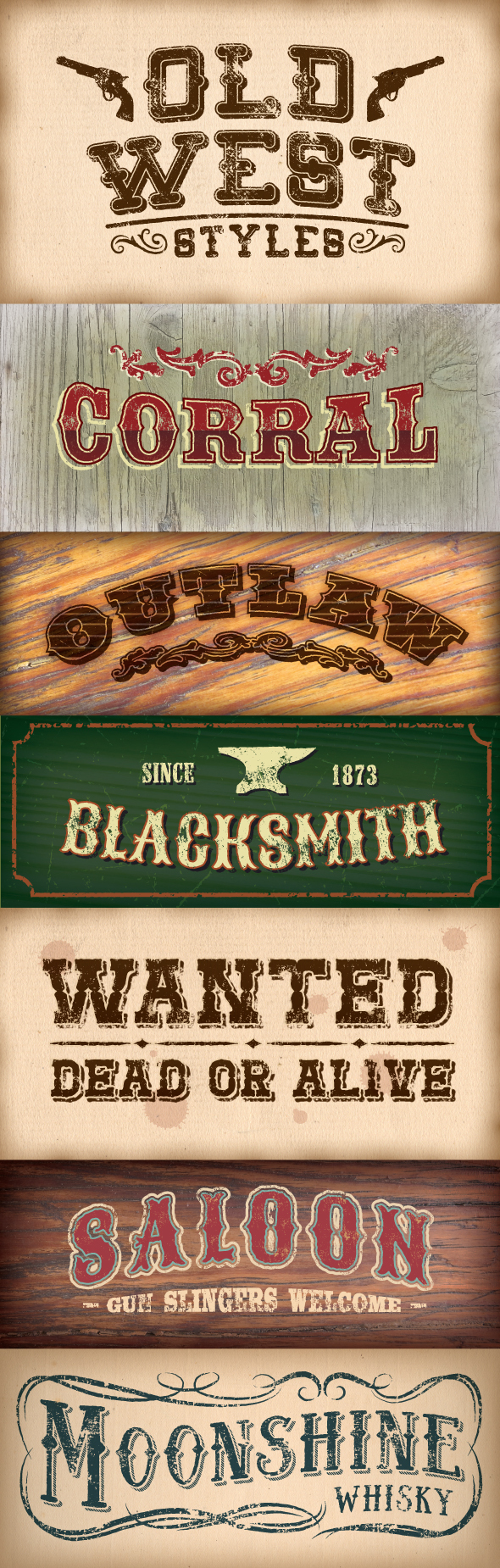 Old West Styles - Styles Illustrator