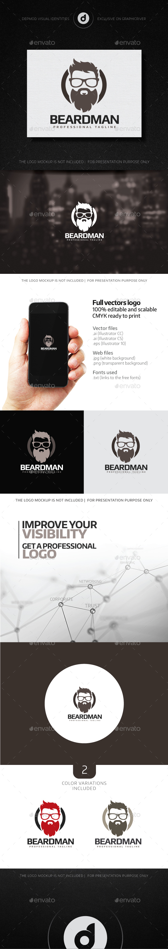 Beard Man Logo - Humans Logo Templates