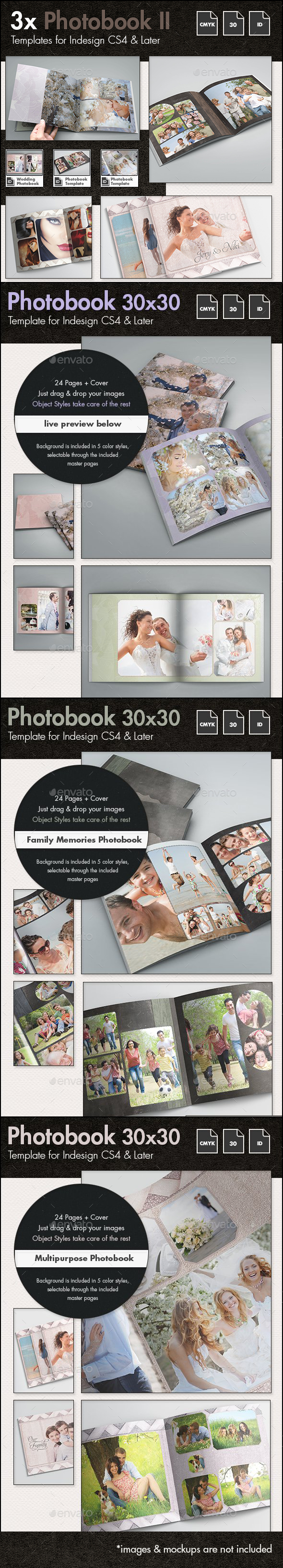 3x Photobook Album Template Bundle II - Photo Albums Print Templates