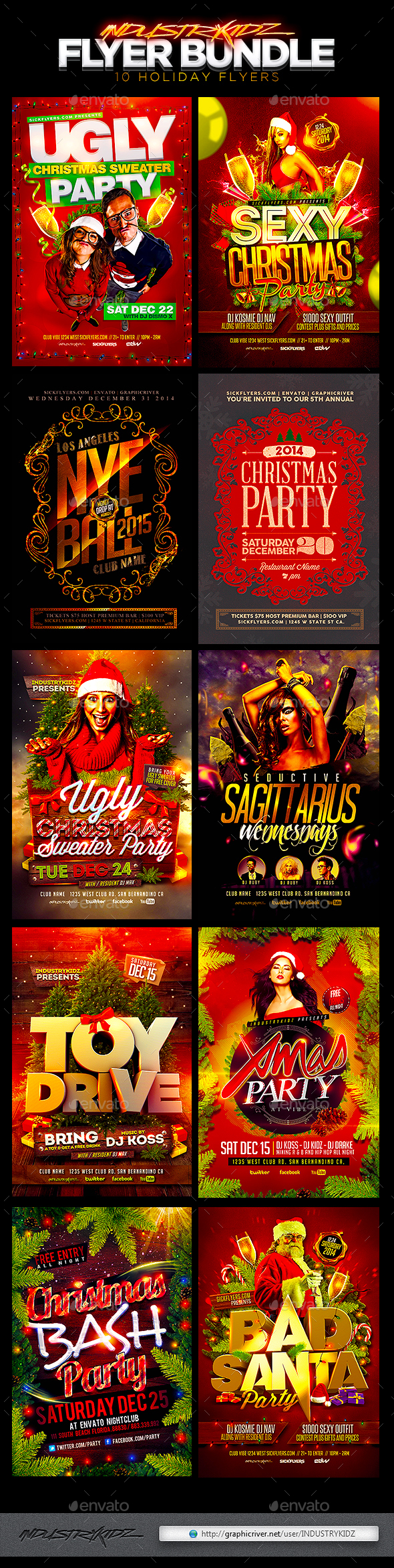 Christmas Holiday Flyer Bundle - Holidays Events