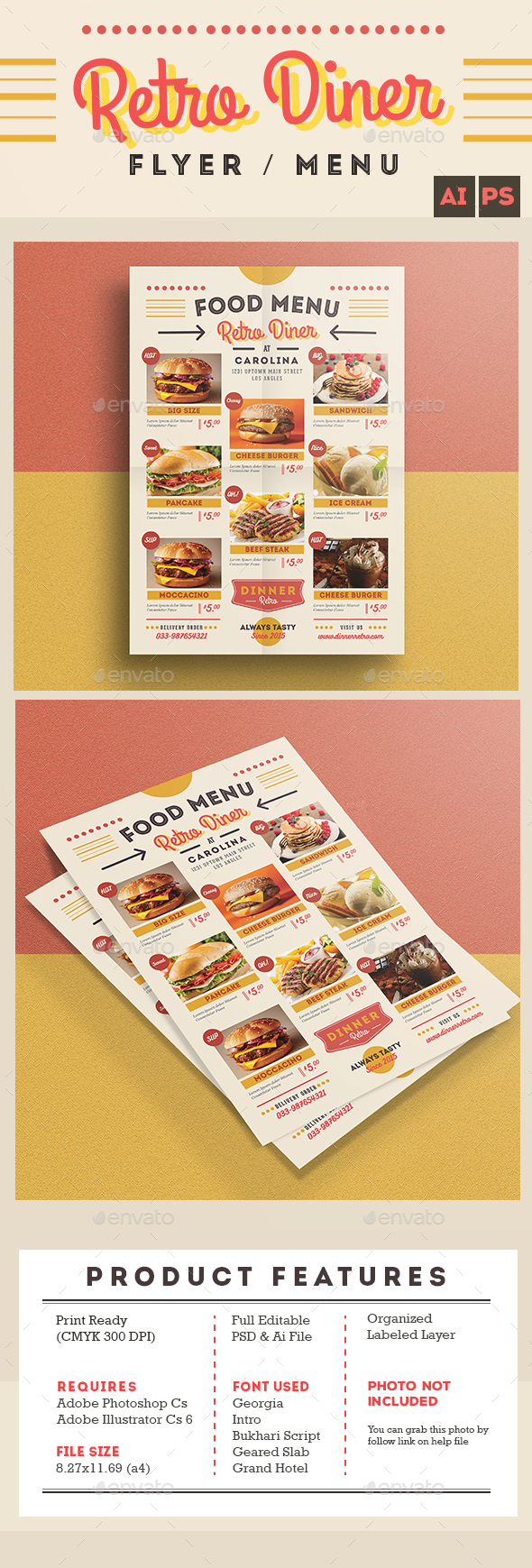 Retro Diner Flyer/Menu - Restaurant Flyers