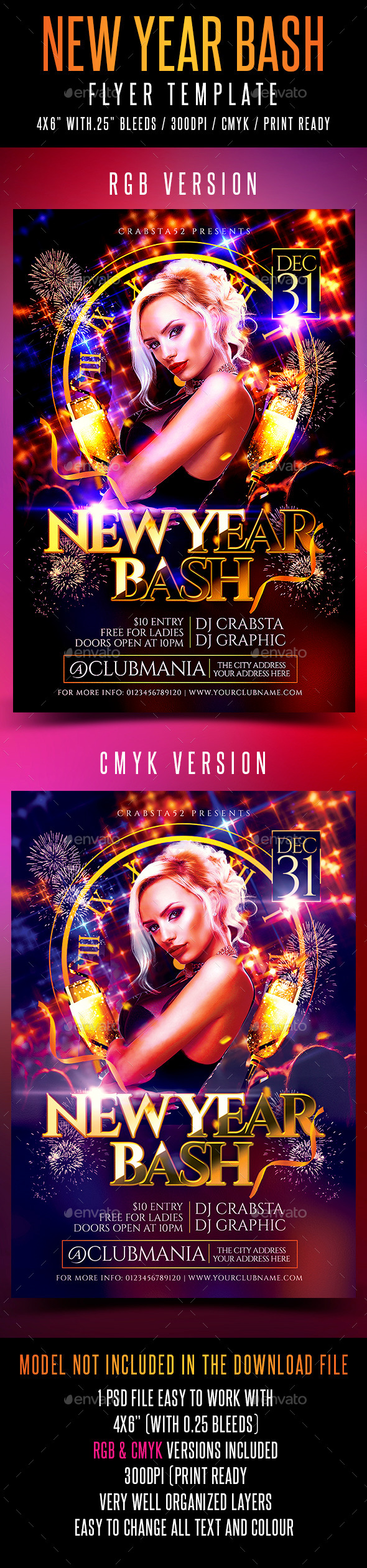 New Year Bash Flyer Template - Flyers Print Templates