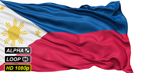 Isolated Waving National Flag Of Philippines