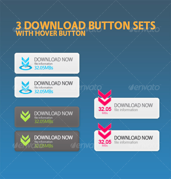 Download Now button sets with hover buttons - Buttons Web Elements
