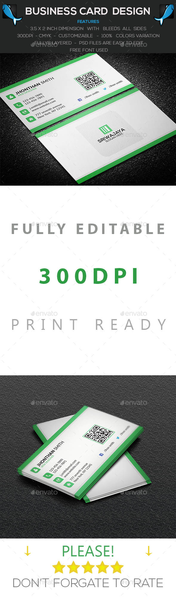 Green Clean Business Card - Corporate Business Cards