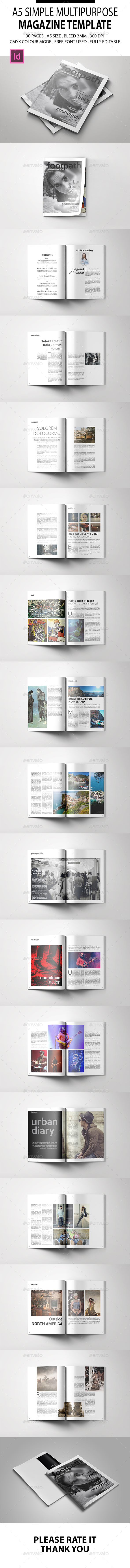 A5 Simple Multipurpose Magazine Template - Magazines Print Templates