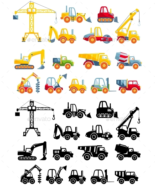 Set Of Toys Heavy Construction Machines In A Flat - Man-made Objects Objects