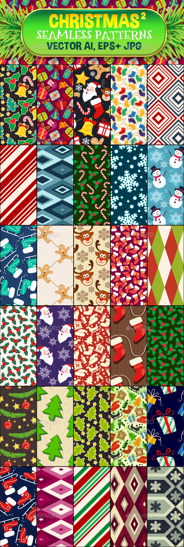 30 Christmas Seamless Pattern Set 2 - Christmas Seasons/Holidays