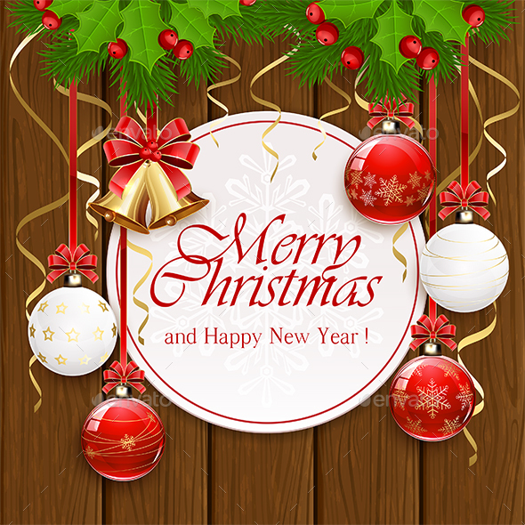 Christmas Decorations with Card and Bauble - Christmas Seasons/Holidays