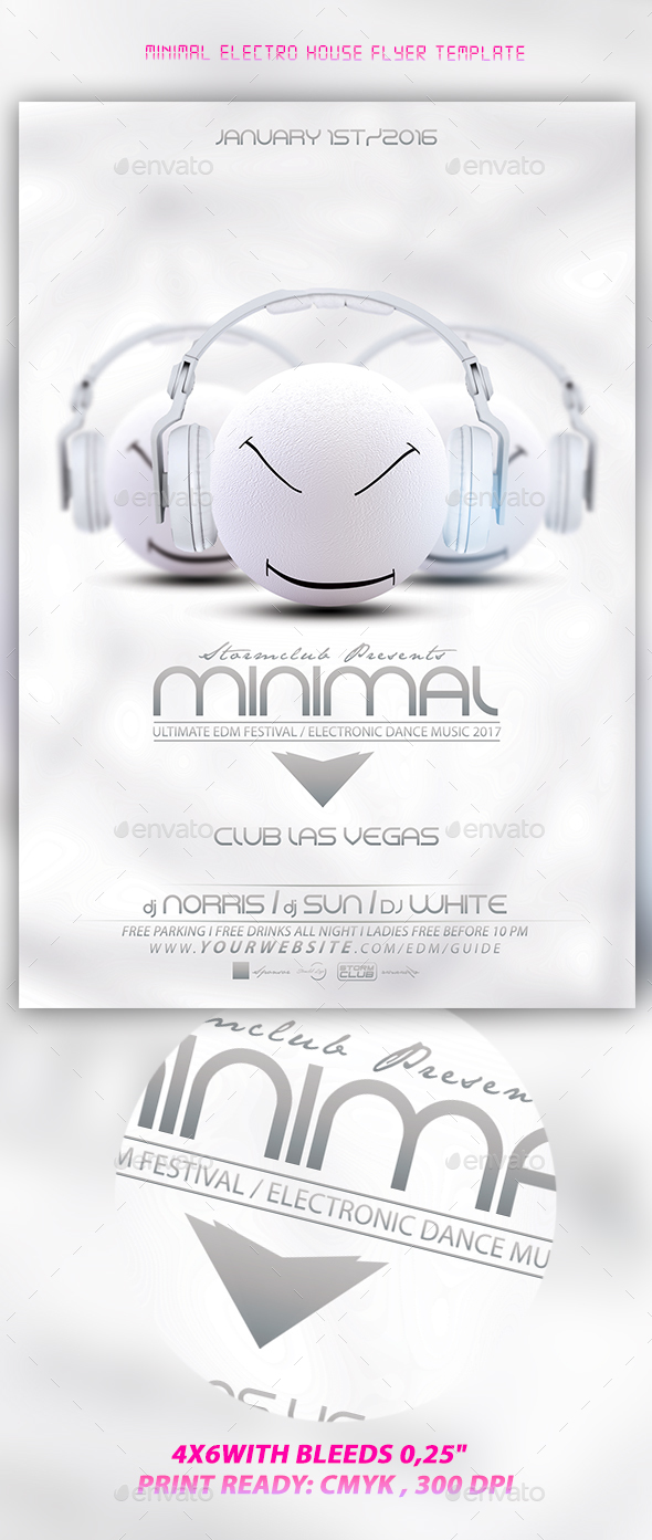 Minimal Electro House Flyer Template - Events Flyers