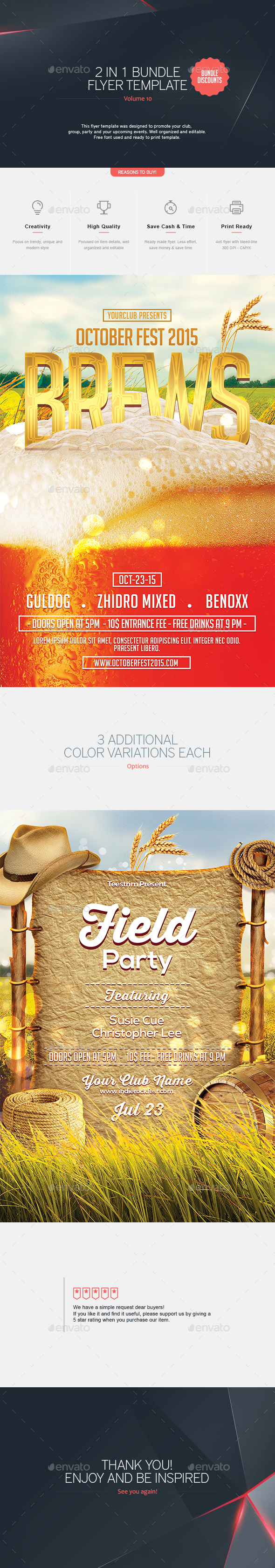 2 in 1 - Flyer Bundle V.10 - Clubs & Parties Events