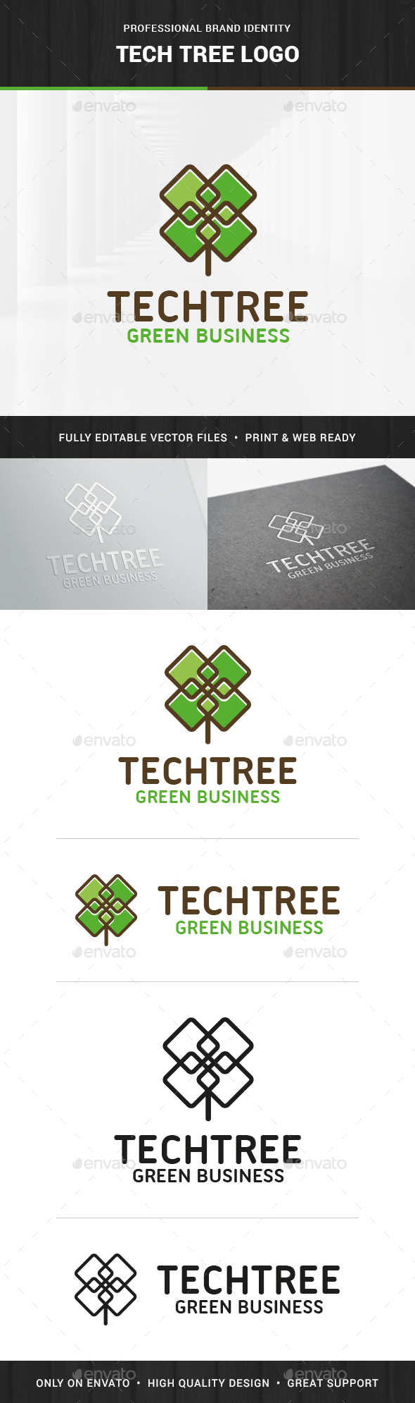 Tech Tree Logo Template - Nature Logo Templates