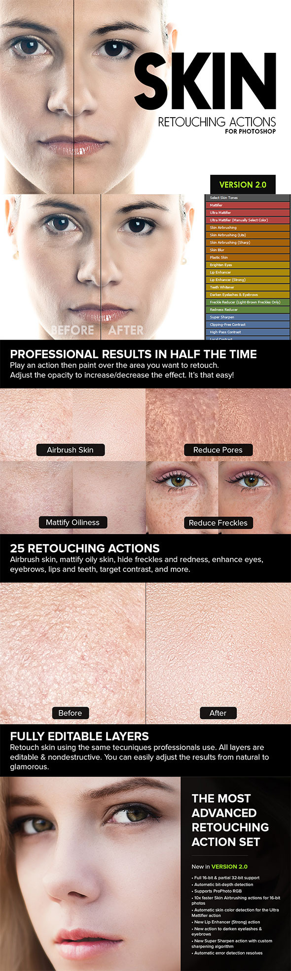 Skin - 25 Retouching Actions - Photo Effects Actions