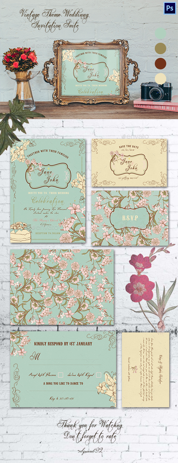 Vintage Theme Wedding Invitation Suite - Weddings Cards & Invites
