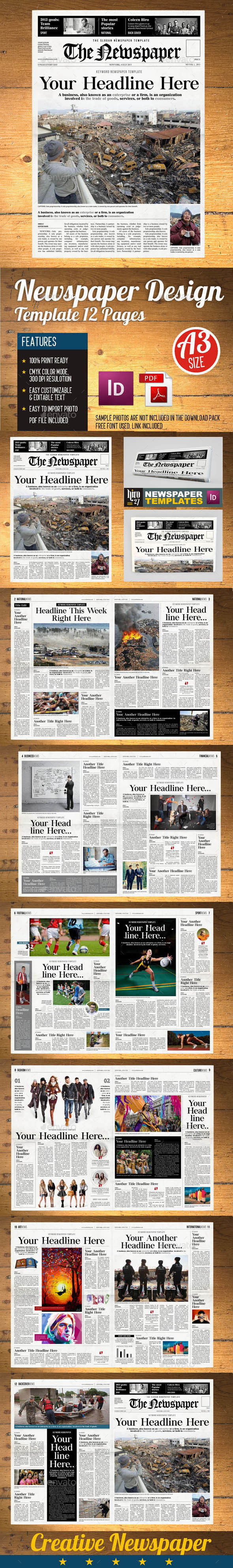 NEWSPAPER (12 PAGE) TEMPLATE (VOL2) - Newsletters Print Templates