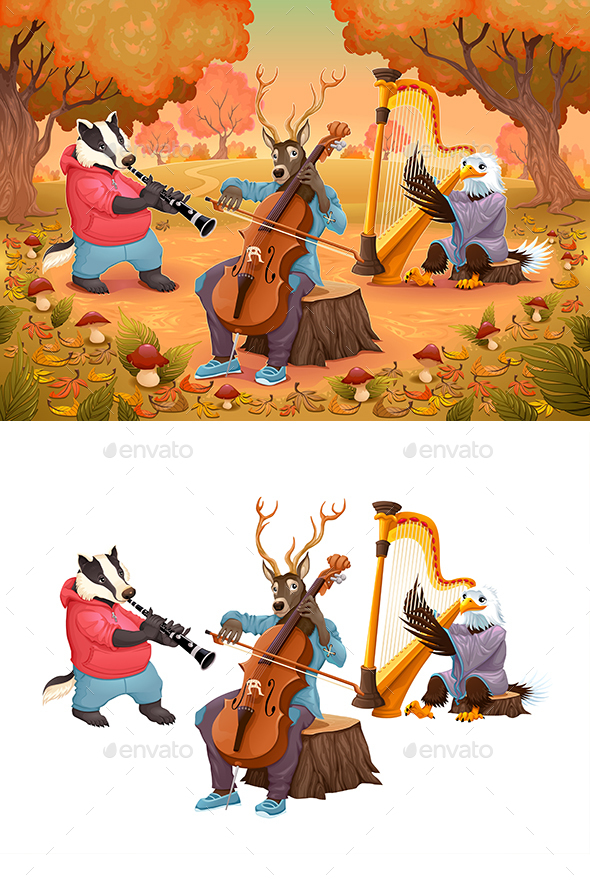 Musician Animals in the Wood - Animals Characters