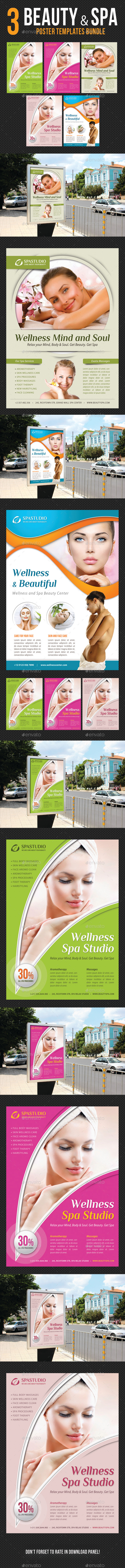 3 in 1 Beauty and Spa Poster Poster Bundle 02 - Signage Print Templates
