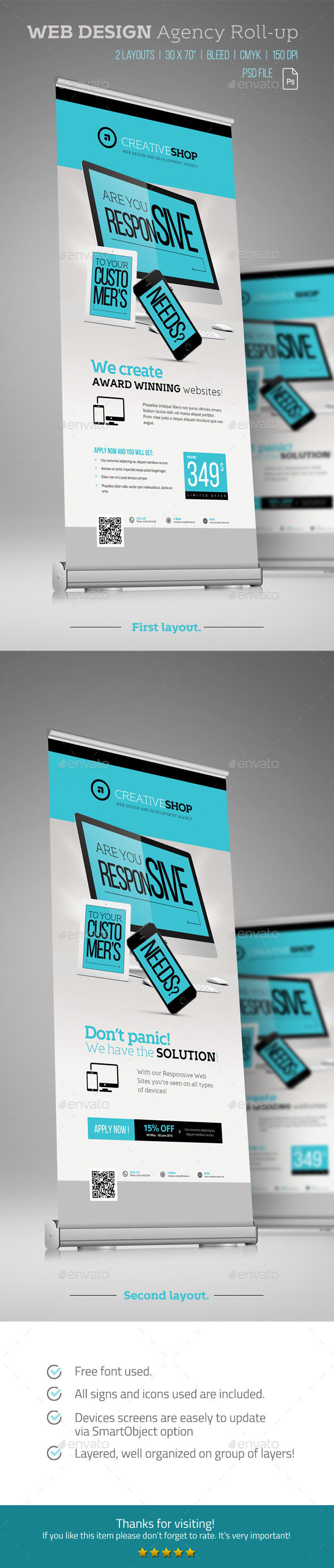 Web Design Agency Roll-up - Signage Print Templates