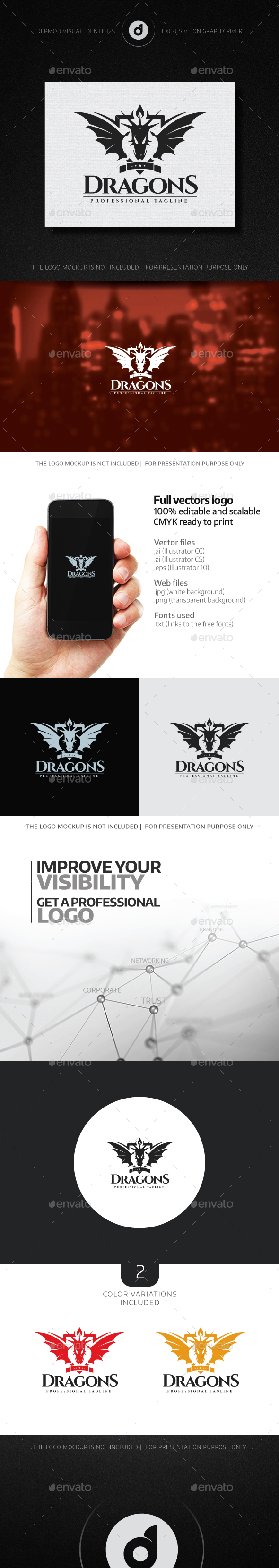 Dragons Logo - Crests Logo Templates