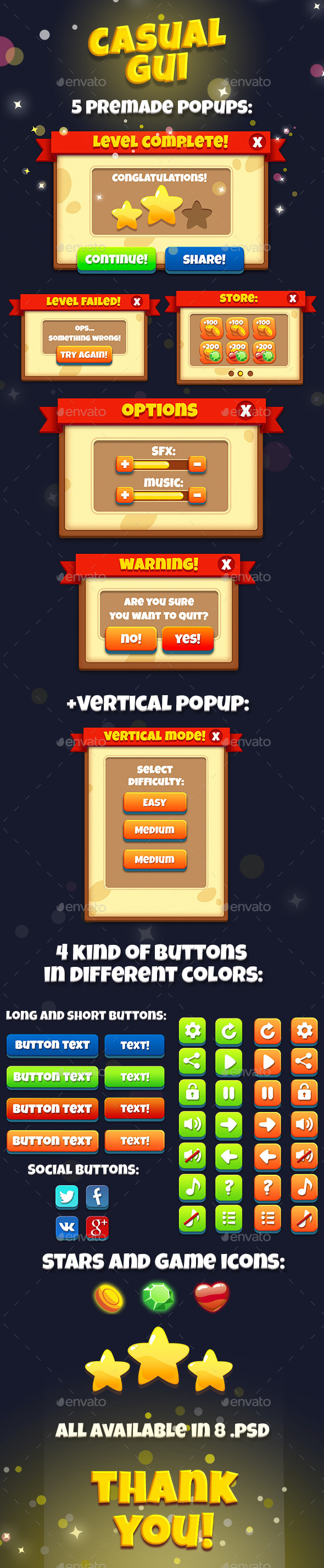 Casual Game Interface Kit - Game Kits Game Assets
