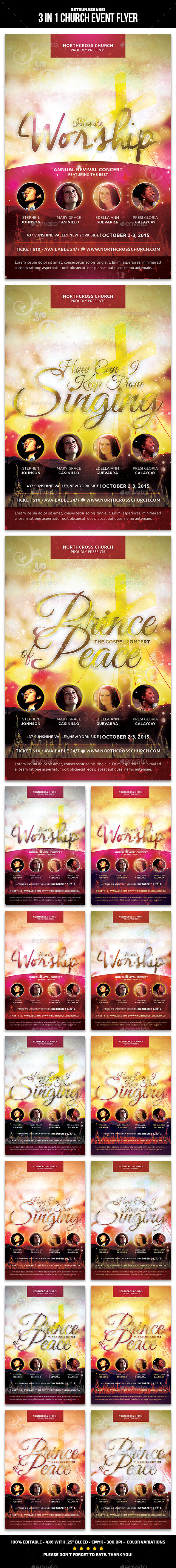 3 in 1 Church Event Flyer - Church Flyers