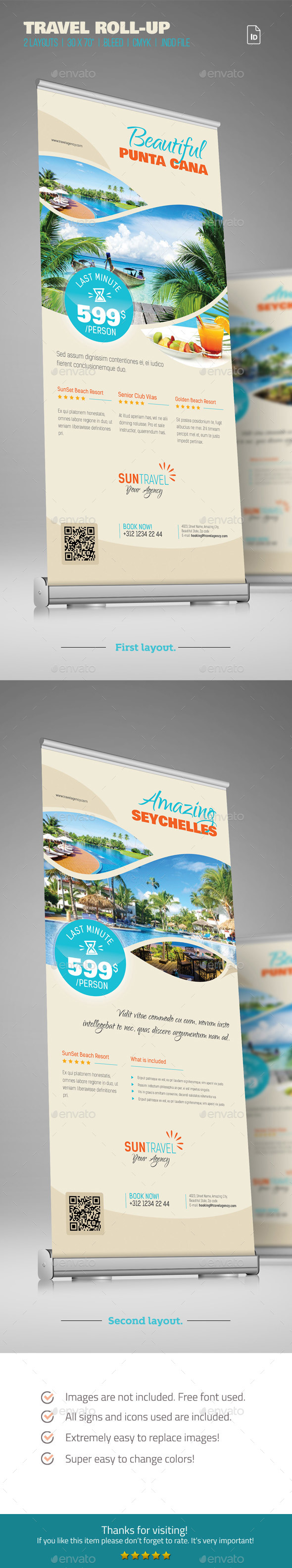 Travel / Holiday Roll-up - Signage Print Templates