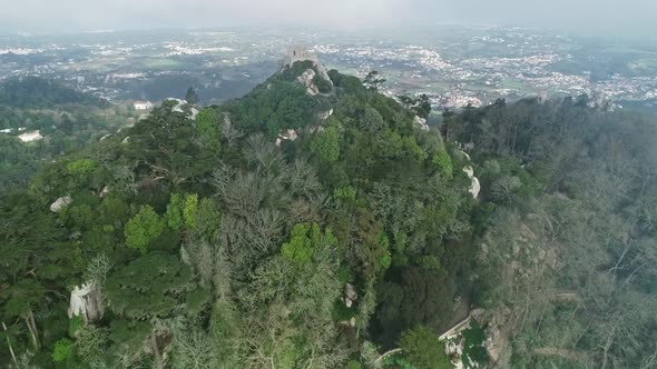Aerial View of Moorish Castle Sintra Portugal alt