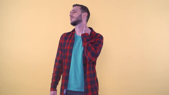 Office Worker or Manager with Pain in the Neck and Shoulders Due to Long Work at the Computer alt