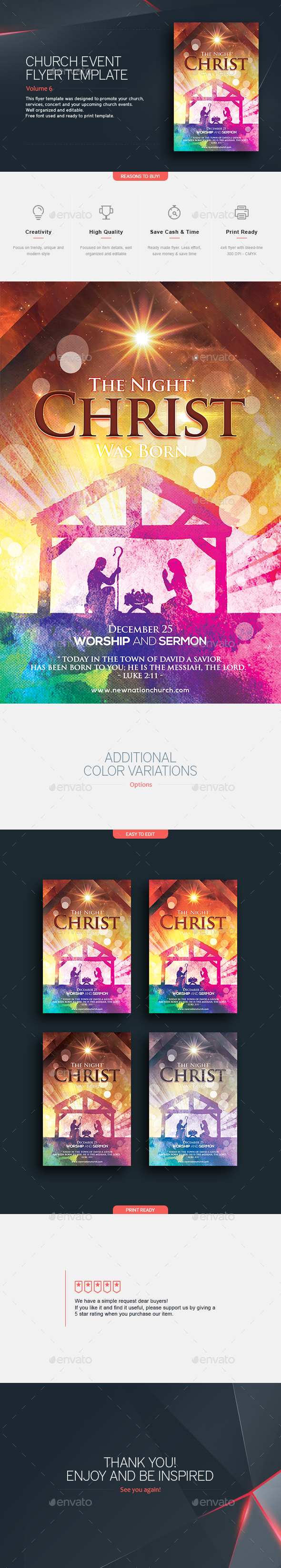 Christ Was Born - Flyer Template - Church Flyers