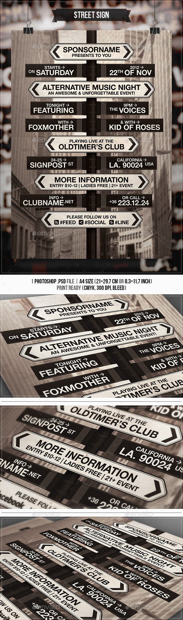 Street Sign - Flyer & Poster - Concerts Events
