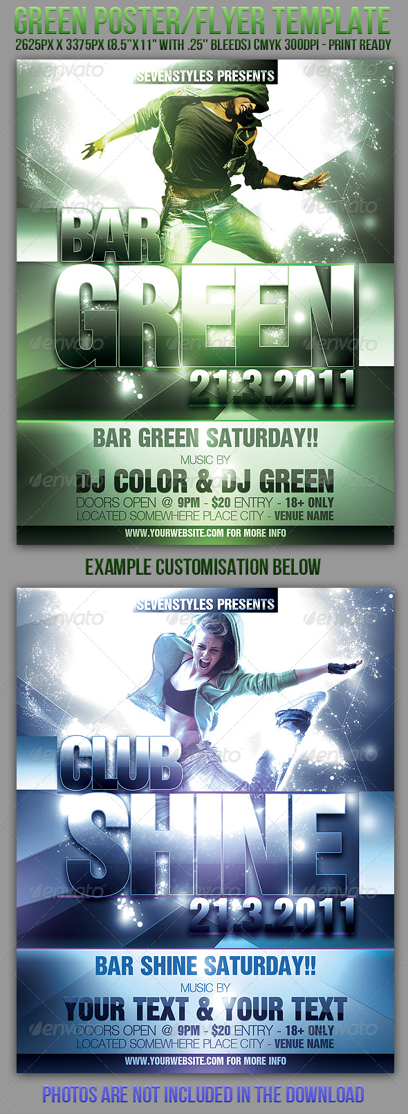 Green Poster/ Flyer Template - Clubs & Parties Events