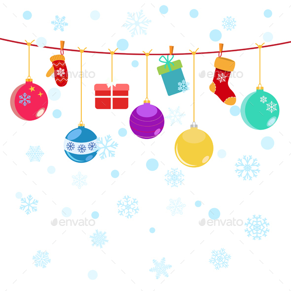 Christmas Background With Hanging Gift Boxes - Christmas Seasons/Holidays