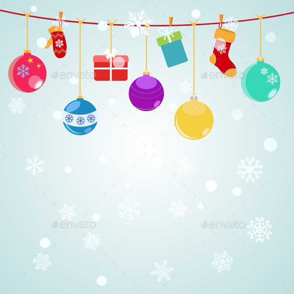 Christmas Background With Hanging Gift Boxes - Christmas Seasons/Holidays