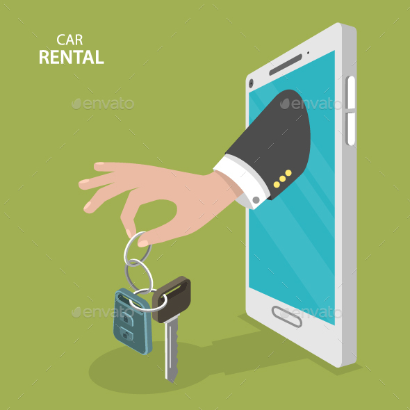 Online Rental Car Service Flat Concept - Travel Conceptual