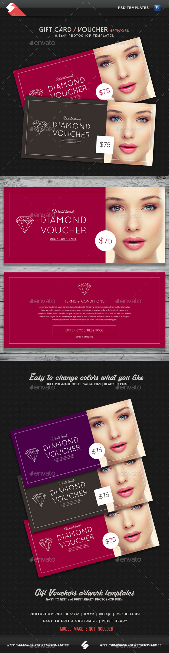 Diamond Voucher - Gift Card Template - Loyalty Cards Cards & Invites